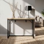 Konsola stolik loftowy ORIGO 90 cm Dąb Artisan Czarne nogi - obrazek 2