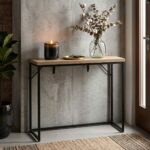 Konsola stolik loftowy ORIGO 90 cm Dąb Artisan Czarne nogi - obrazek 3