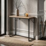 Konsola stolik loftowy ORIGO 90 cm Dąb Sonoma Czarne nogi - obrazek 3