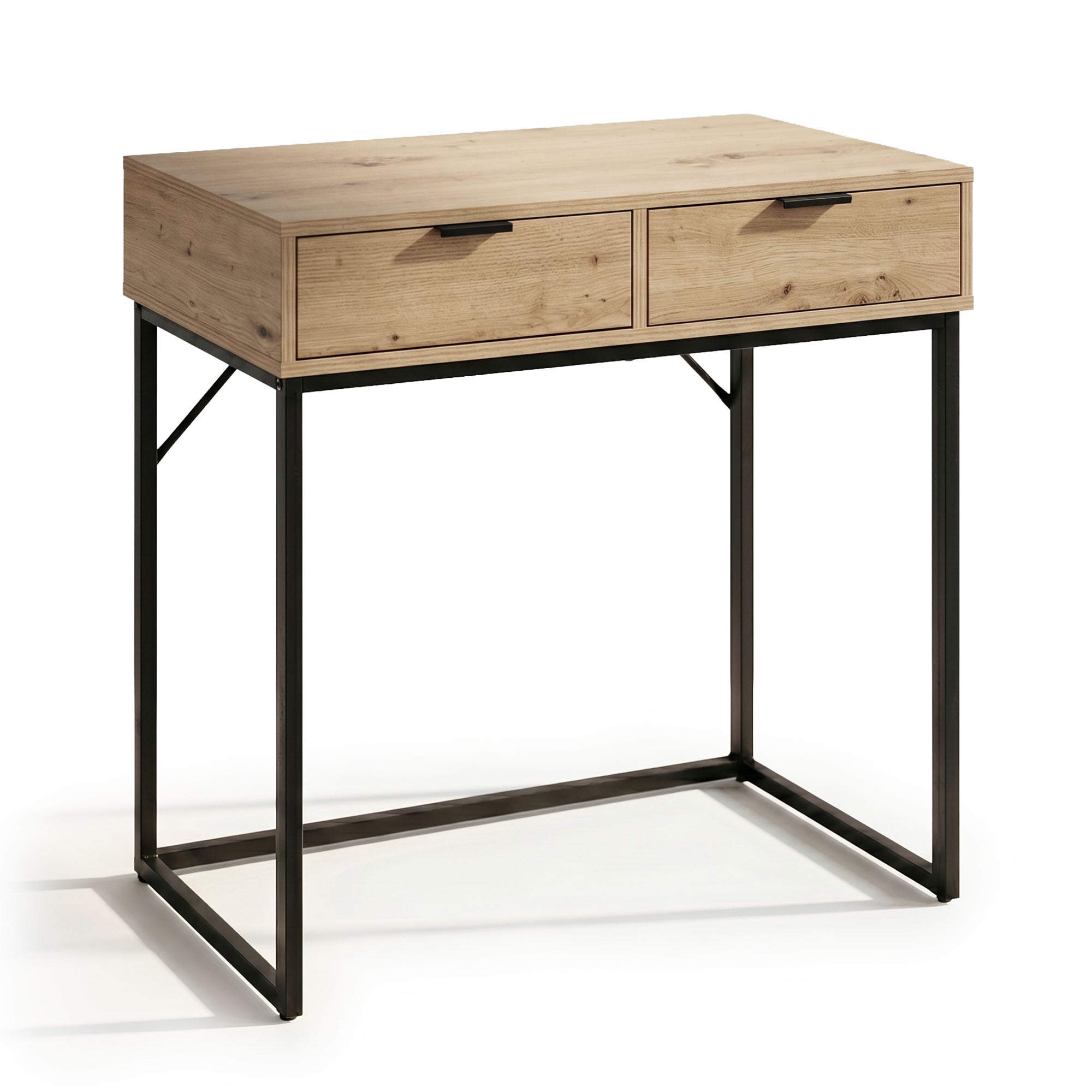 export Konsola stolik loftowy ELANO 2 szuflady 80 cm Dąb Artisan Czarne nogi - obrazek 1