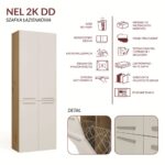 Szafka Łazienkowa NEL 2K DD Regał Słupek 2 Kosze Na Pranie BIEL DĄB ARTISAN - obrazek 6