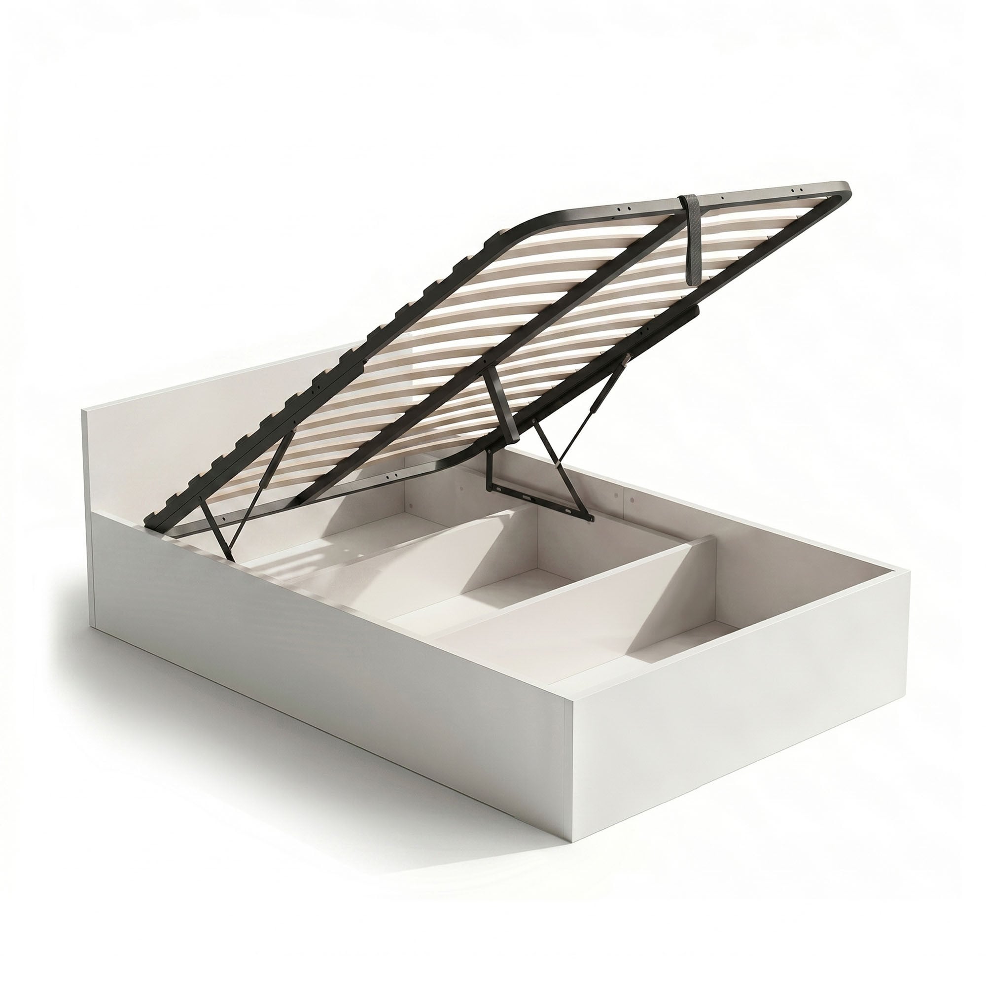 export Łóżko 100x200 cm z metalowym stelażem podnoszonym Białe - obrazek 1