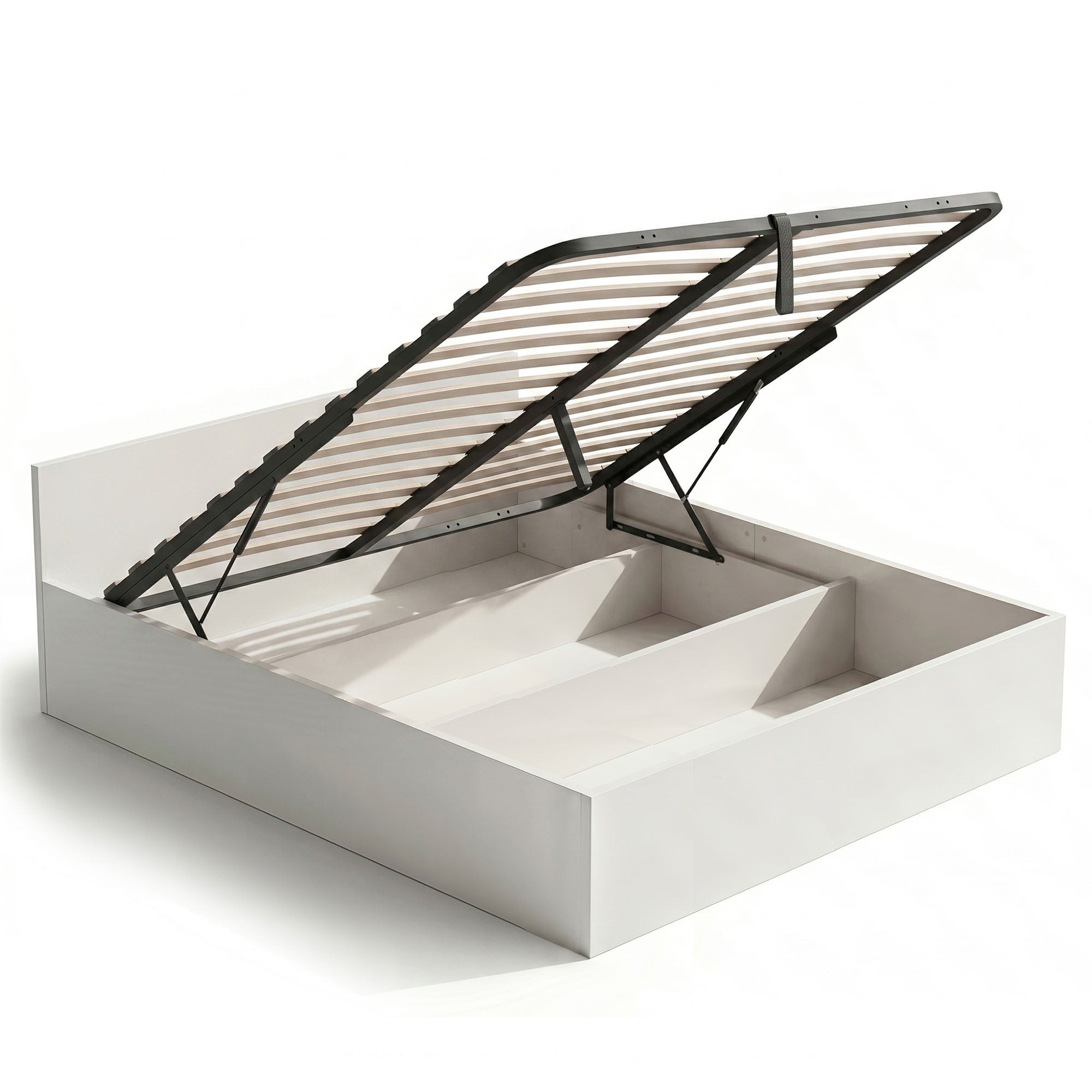export Łóżko 160x200 cm z metalowym stelażem podnoszonym Białe - obrazek 1