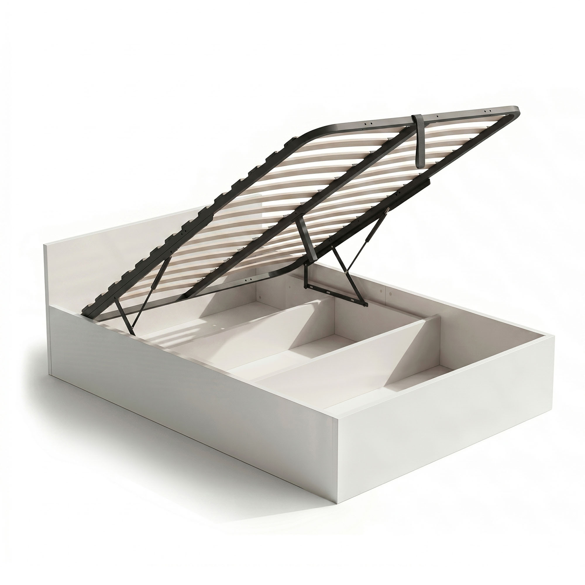 export Łóżko 120x200 cm z metalowym stelażem podnoszonym Białe - obrazek 1