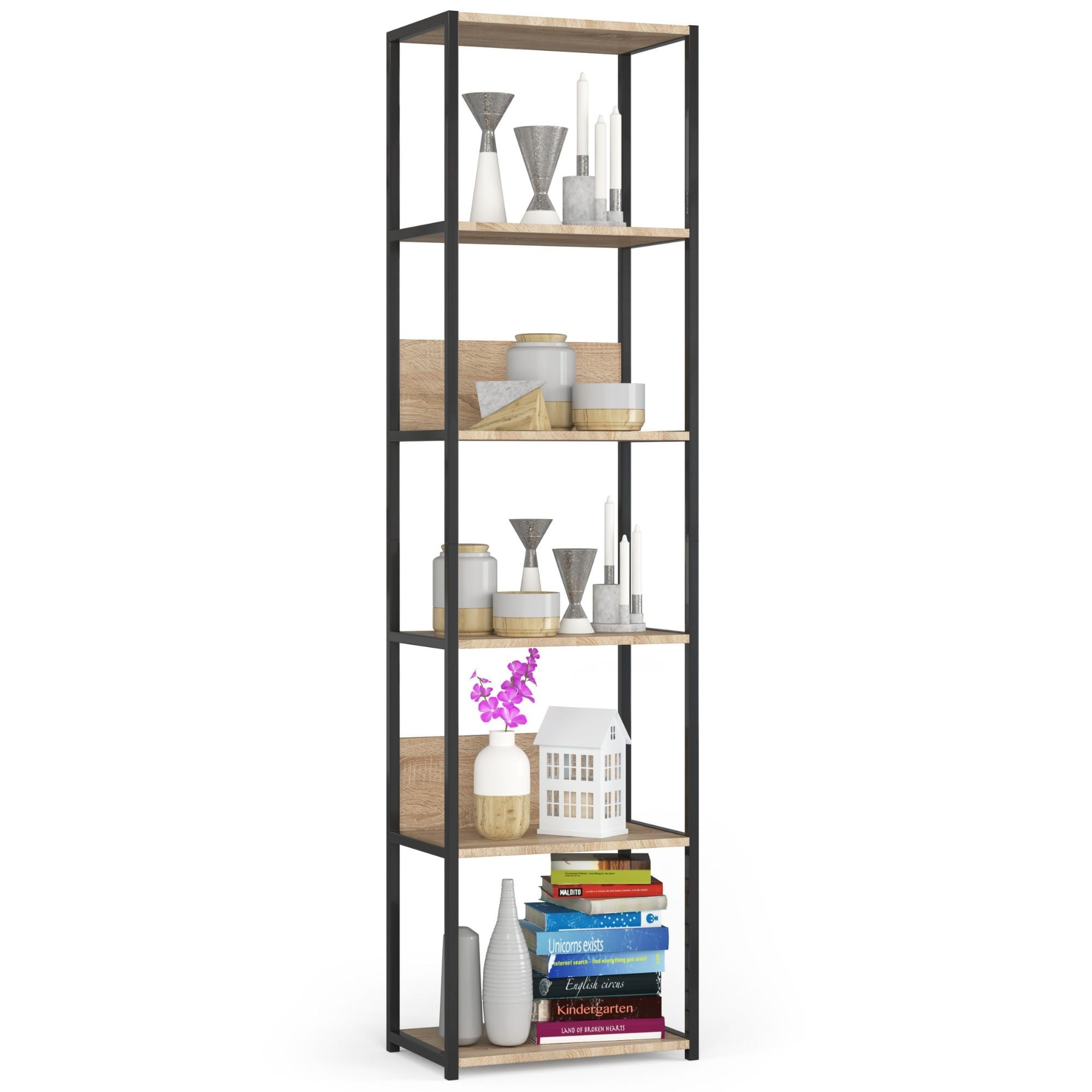 export REGAŁ METALOWY LOFT 500 CZARNY/DĄB SONOMA - obrazek 1