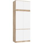 Szafa z nadstawką S 90 cm 6 drzwi 6 półek - dąb sonoma biała