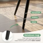 4x Welurowe krzesło obrotowe z przeszyciami Czarne TURNO Czarne nogi - obrazek 4