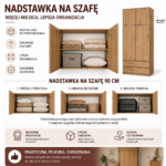 Nadstawka Na Szafę SD-90 DĄB ARTISAN Półka 90 cm Do Garderoby Pokoju - obrazek 5