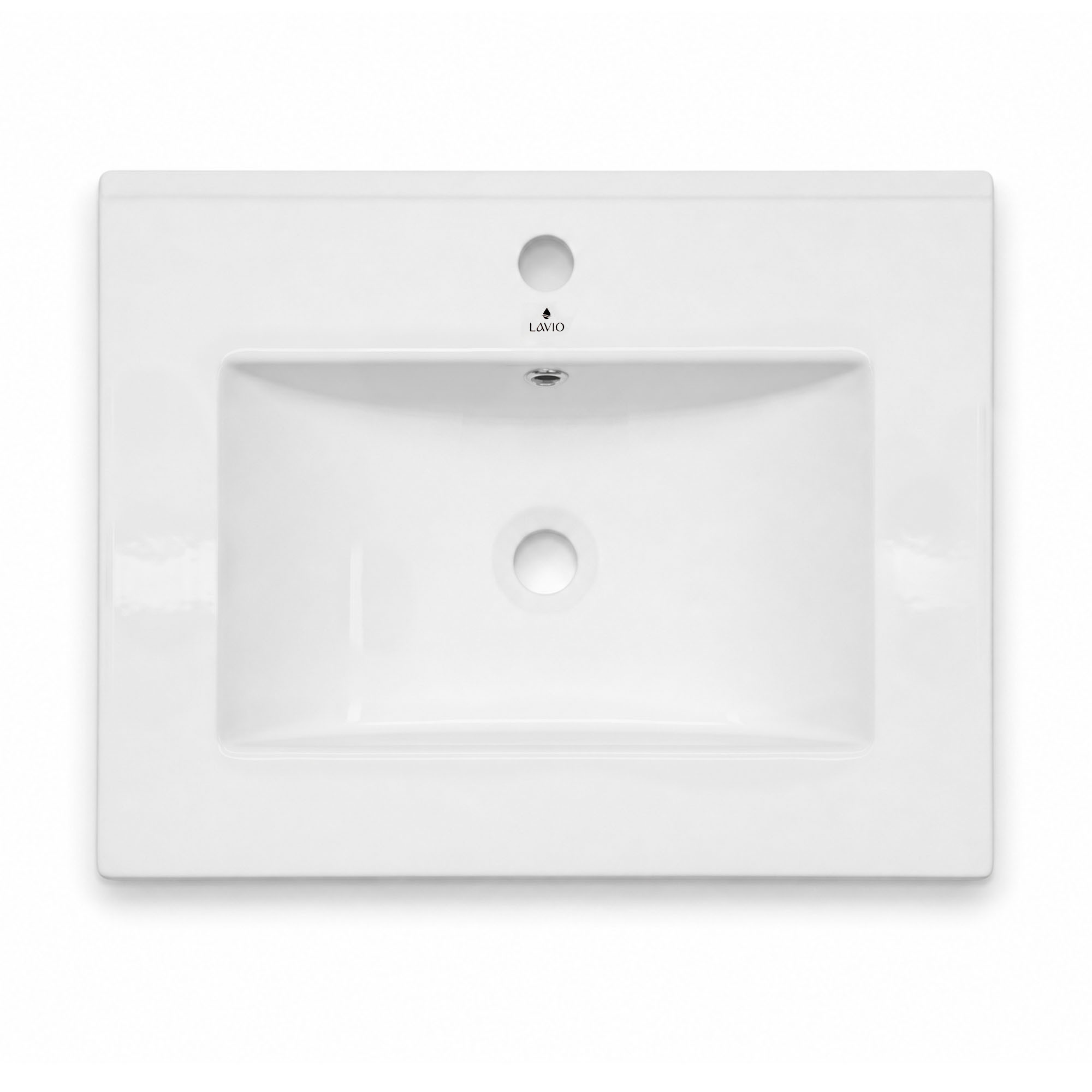 export Umywalka wpuszczana w blat prostokątna NORDIS ceramiczna 61 cm Biała - obrazek 1