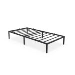 Łóżko Metalowe 100x200 cm Łóżko Gościnne Składane Metalowy Stelaż i Rama Czarne 6 nóżek 10 listew