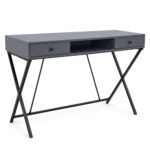 Biurko industrialne komputerowe Grafit CROSSLINE 120 cm 2 szuflady 1 półka Czarne nogi