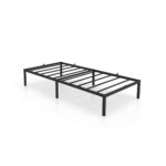 Łóżko Metalowe 90x190 cm Łóżko Gościnne Składane Metalowy Stelaż i Rama Czarne 6 nóżek 10 listew