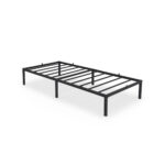 Łóżko Metalowe 90x200 cm Łóżko Gościnne Składane Metalowy Stelaż i Rama Czarne 6 nóżek 10 listew