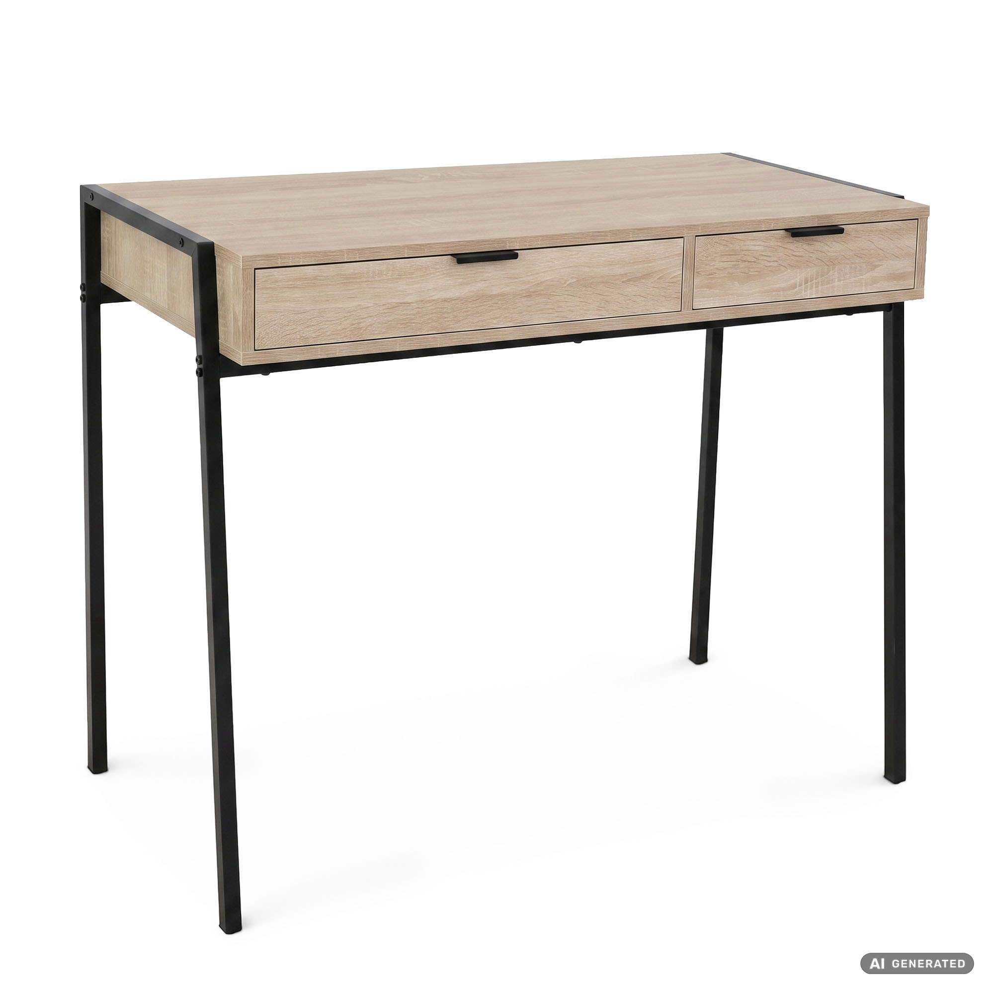 export Biurko industrialne komputerowe Dąb Sonoma ZENTIA 100 cm 2 szuflady Czarne nogi - obrazek 1