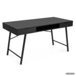 Biurko industrialne komputerowe Czarne ARDEN 120 cm 2 szuflady 1 półka Czarne nogi