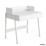 Biurko industrialne komputerowe Białe FLUX 78 cm 2 szuflady 1 półka Białe nogi